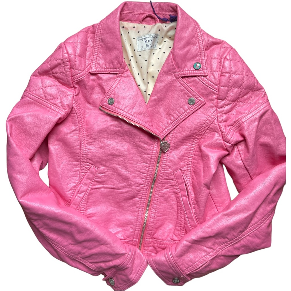 Mexx faux leather pink girls jacket in size xl great condition